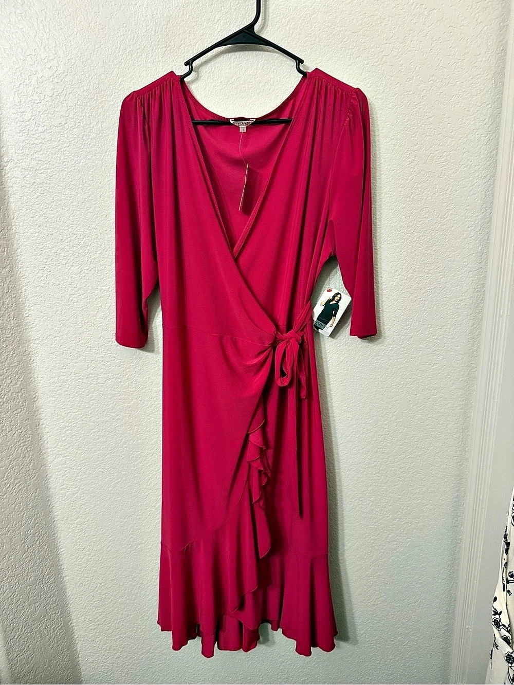 Kiyonna Whimsy Ruffled Midi Wrap Dress Pink 1X NWT